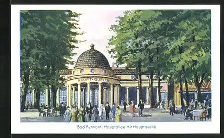 Sammelbild Fritz Homann AG, Deutsche Bäder, Bad Pyrmont, Hauptallee mit Hauptquelle