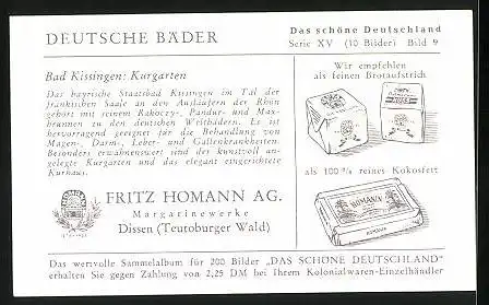 Sammelbild Fritz Homann AG, Deutsche Bäder, Bad Kissingen, Kurgarten