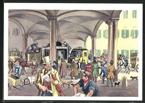 Sammelbild Fritz Homann AG, Geschichten unserer Welt, Romantik des Reisens in einer Postkutsche