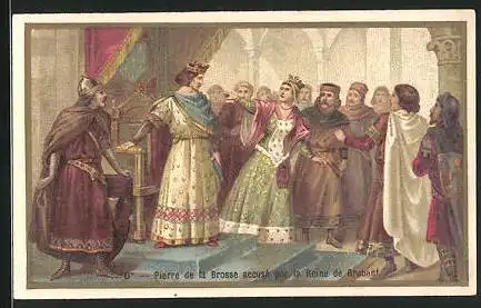Sammelbild Protez-Delatre, Manufacture de Chicorée, Pierre de la Brosse axxusé par la Reine de Brabant