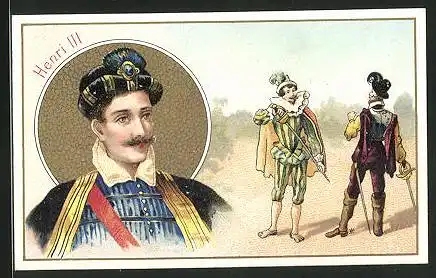 Sammelbild Moka Leroux, Supérieur a Toutes les Chicorées, la Raquette et les Bichons, Portrait Henri III.