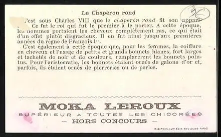 Sammelbild Moka Leroux, Supérieur a Toutes les Chicorées, le Chaperon rond, Damenportrait, Charles VIII.