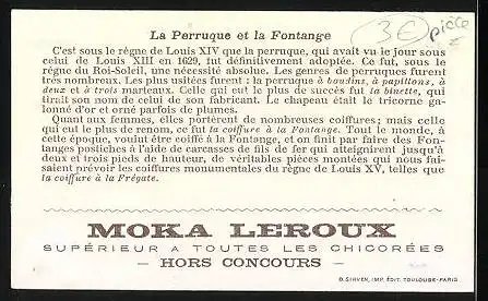 Sammelbild Moka Leroux, Supérieur a Toutes les Chicorées, la Perruque et la Fontange, Portrait Louis XIV.