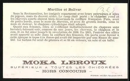 Sammelbild Moka Leroux, Supérieur a Toutes les Chicorées, Murillos et Bolivar, Damenportrait, Louis XVIII.