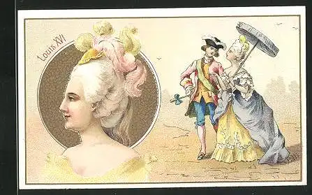 Sammelbild Moka Leroux, Supérieur a Toutes les Chicorées, la Quesaco et le Crapaud, Damenportrait, Louis XVI.
