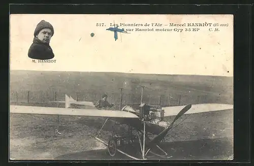 AK Aviateur Marcel Hanriot in seinem Flugzeug kurz vor dem Start