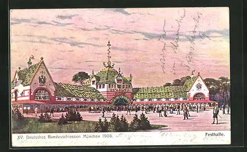 AK München, XV. Deutsches Bundesschiessen 1916, Ansicht der Festhalle