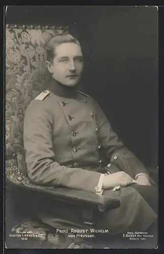 AK Prinz August Wilhelm von Preussen von Preussen in Feldgrau