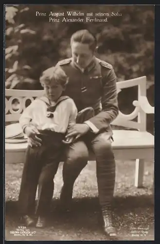 AK Prinz August Wilhelm mit Sohn Alexander Ferdinand