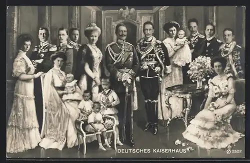 AK deutsches Kaiserhaus, Kaiser Wilhelm II mit Familie von Preussen