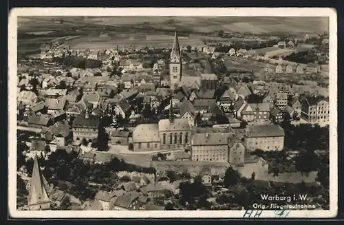 AK Warburg i. W., Ortsansicht, Fliegeraufnahme