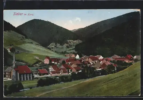 AK Sieber / Harz, Totale mit Kirche