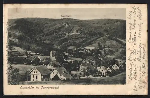 AK Ottenhöfen / Schwarzwald, Panorama mit Sesselfelsen