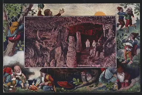 AK Erdmannshöhle bei Hasel, Zwerge kochen, tanzen und musizieren