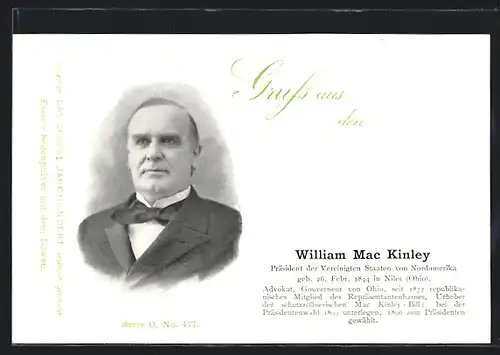 AK William Mac Kinley, Präsident der USA, Geb. 1844