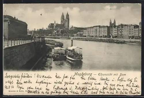 AK Magdeburg, Elbansicht mit Dom