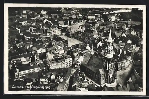 AK Zwickau, Ortsansicht vom Flugzeug aus