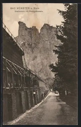 AK Bad Münster a. Stein, Gradierwerk mit Rheingrafenstein