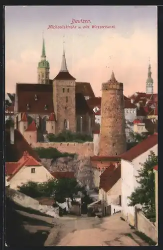 AK Bautzen, Michaeliskirche und alte Wasserkunst