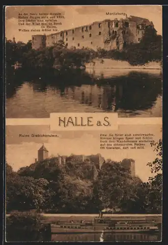 AK Halle a. S., Ruine Giebichenstein, Moritzburg