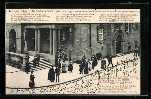 AK Dresden, Der symbolische Rads-Kelleresel mit Gedicht, Rathaus