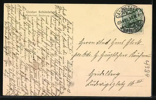 Künstler-AK Niedernhall, Ortspartie mit Gebäudeansicht