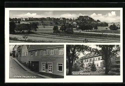 AK Mahlberg, Ortsansicht, Untere Hauptstrasse, Schloss Mahlberg