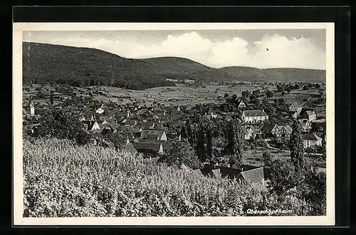 AK Oberschopfheim, Ortsansicht aus der Vogelschau