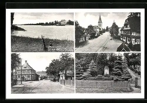 AK Diersheim, Strassenpartie mit Kirche, Am Rhein, Kriegerdenkmal