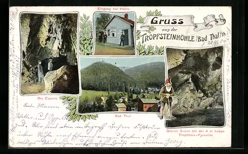 AK Bad Thal, die Tropfsteinhöhle, die Capelle, Höhleneingang, Grosse Grotte