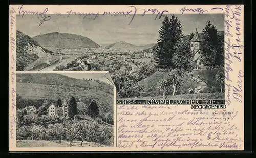 AK Neckargemünd, Hotel Kümmelbacher Hof, Ortsansicht aus der Vogelschau