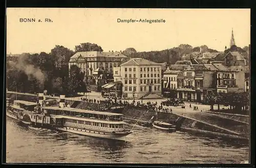 AK Bonn, Dampfer-Anlegestelle am Rhein