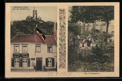 AK Godesberg, Aennchen-Haus und die Godesburg, Lindengarten