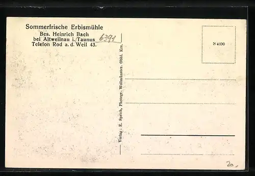 AK Neuweilnau / Taunus, Gaststätte Erbismühle