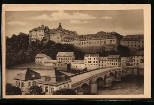 AK Weilburg / Lahn, Schloss mit Lahnbrücke