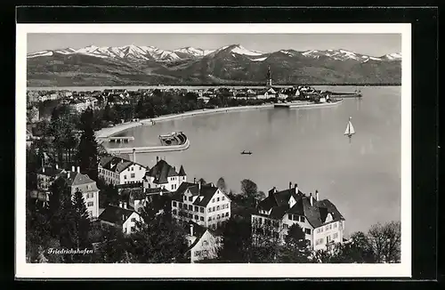 AK Friedrichshafen, Ortsansicht und Bodensee aus der Vogelschau