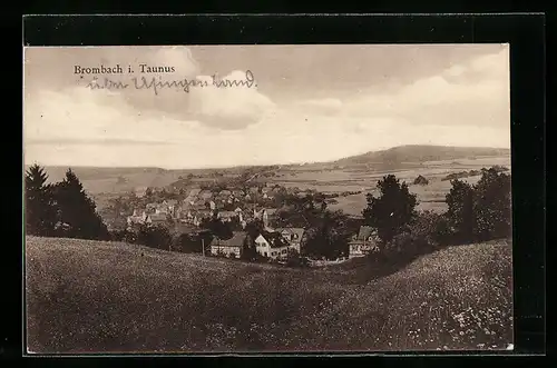 AK Brombach i. Taunus, Ortstotale im Tal gesehen