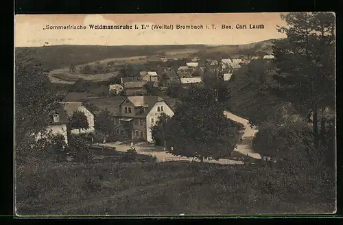 AK Brombach i. T., Ortsansicht mit Gasthaus Sommerfrische Weidmannsruhe Carl Lauth