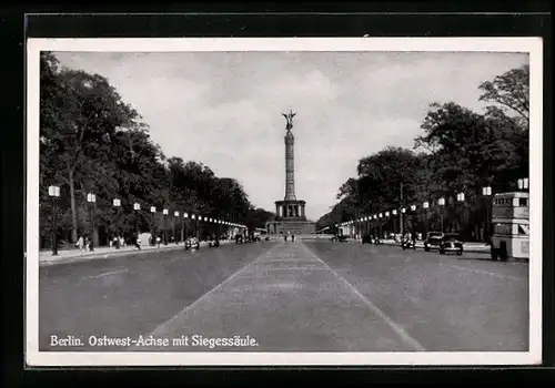 AK Berlin-Tiergarten, Ost-West-Achse mit Blick auf die Siegessäule