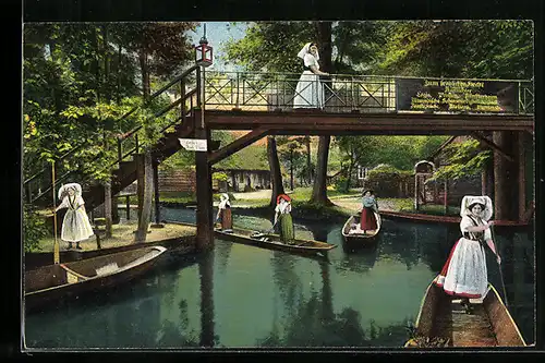 AK Lehde, Brücke zum Gasthaus zum fröhlichen Hecht