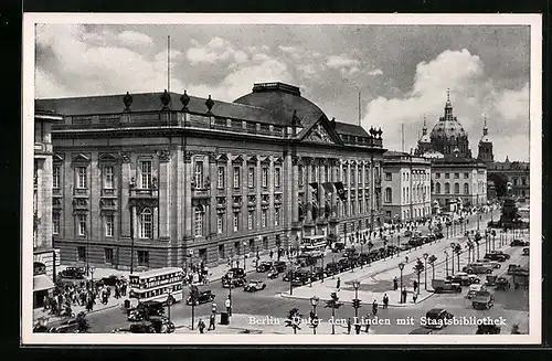 AK Berlin, Unter den Linden mit Staatsbibliothek