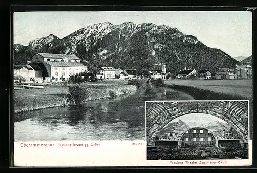 AK Oberammergau, Passionstheater gegen Laber, Zuschauerraum im Passionstheater