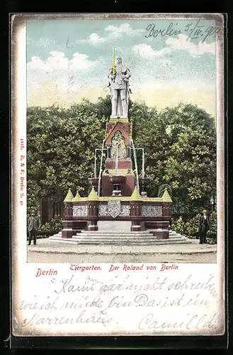 AK Berlin, Tiergarten, Statue Roland von Berlin