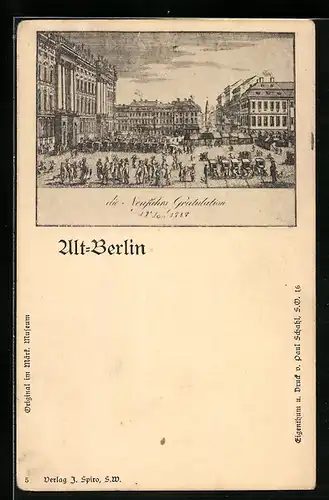 AK Alt-Berlin, Neujahrs-Gratulation im Januar 1787