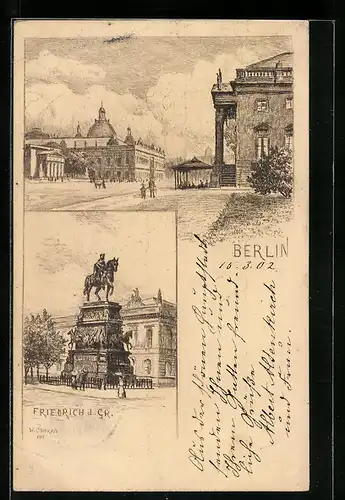AK Berlin, Unter den Linden, Denkmal Friedrich der Grosse