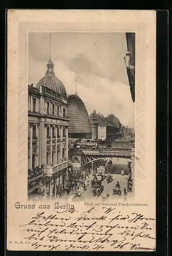 AK Berlin, Blick zum Bahnhof Friedrichstrasse