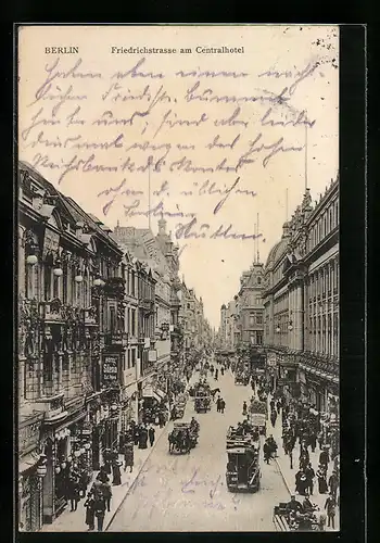 AK Berlin, Friedrichstrasse am Centralhotel