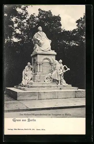 AK Berlin, Richard Wagner Denkmal im Tiergarten