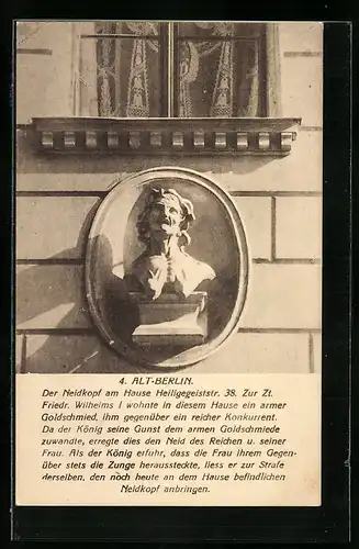 AK Alt-Berlin, der Neidkopf am Hause Heiligegeiststrasse 38