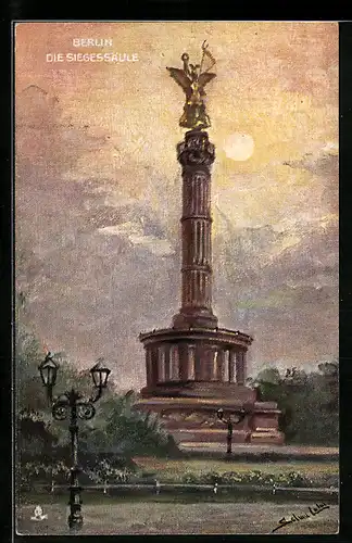 Künstler-AK Berlin-Tiergarten, Siegessäule